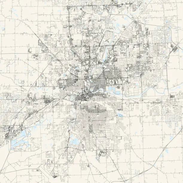 Vector illustration of Fort Wayne, Indiana, USA Vector Map