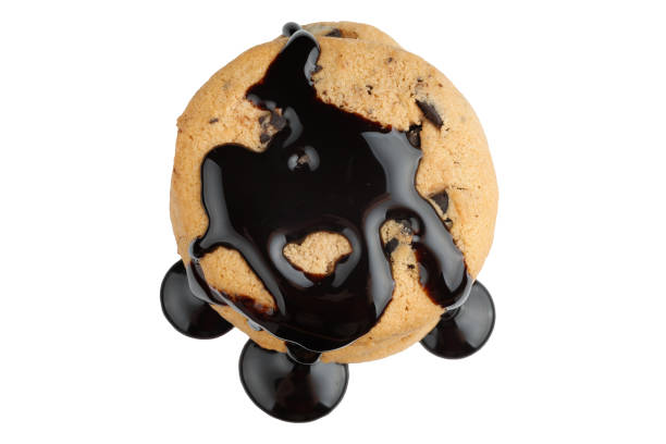 istock Homemade oatmeal cookies with liquid chocolate 1460293518