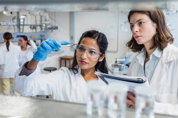 Scientists working in the laboratory stock photo