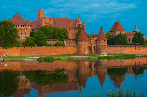 2022-06-12. Castle of the Teutonic Knights Order in Malbork, Poland,  is the largest castle in the world. Malbork Poland.
