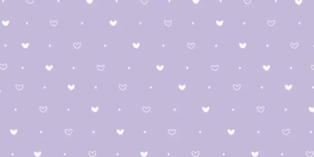 Vector illustration of Minimalist love shape pattern in purple for background. Abstract simple and cute girls wallpaper design theme
