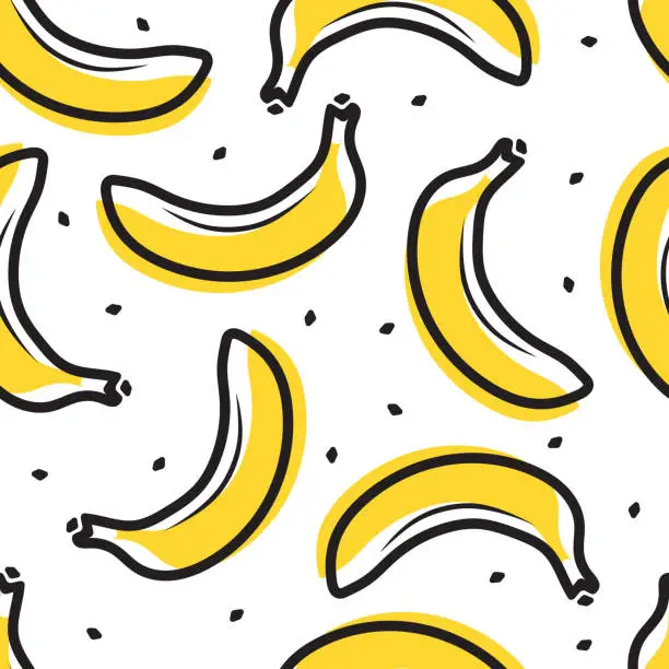 Vector illustration of pattern yellow bananas