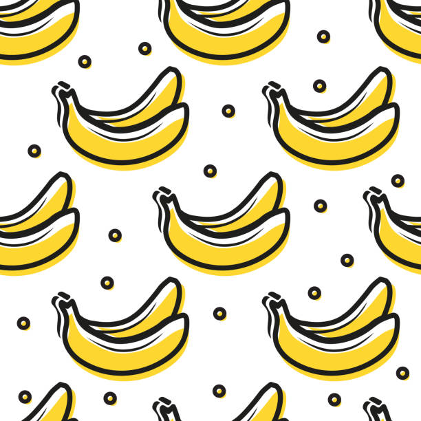 ilustrações, clipart, desenhos animados e ícones de padrão amarelo bananas2 - banana peeled banana peel white background