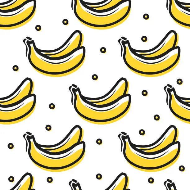 Vector illustration of pattern yellow bananas2