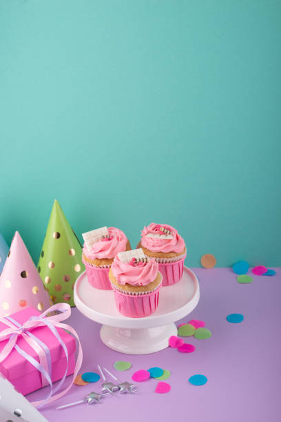 istock Birthday party concept with cupcake 1460304377