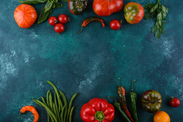 istock Assortment of different tomatoes, pepper and basil 1460306123