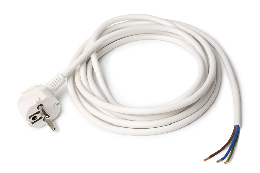 Power cord on white background