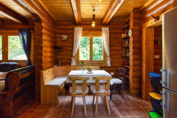 istock Interior of a wooden house 1460311251