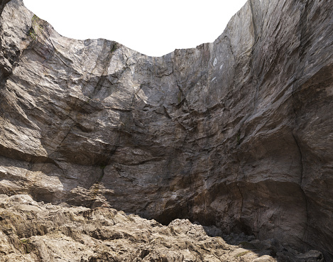 3D rock cliff render on white background