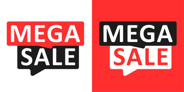 ilustrações de stock, clip art, desenhos animados e ícones de mega sale. set of sale labels. vector illustration - mega pixels