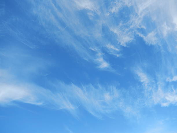 블루 summer sky - vapor trail cirrus sky cloudscape 뉴스 사진 이미지