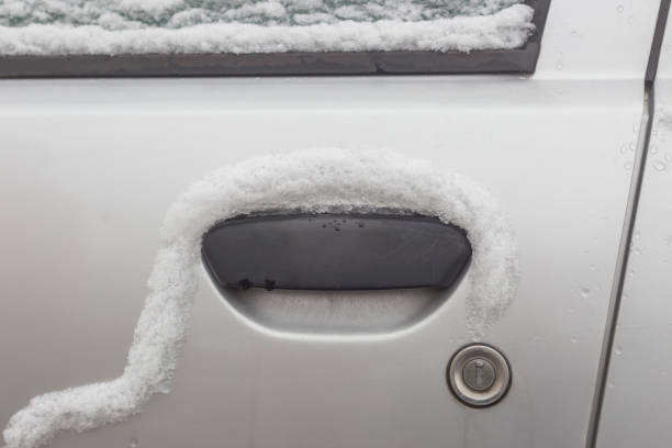 istock Frozen car door lock 1460328212