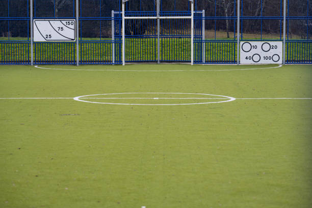 istock Football field with artificial grass.. 1460334224