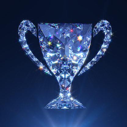 3D Crystal Award Trophy  and light on black