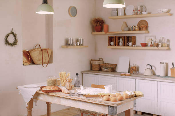 istock flour and bread products on the kitchen table 1460342058