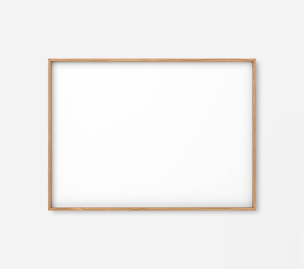 istock Empty wood photo frame template on white background 1460350731