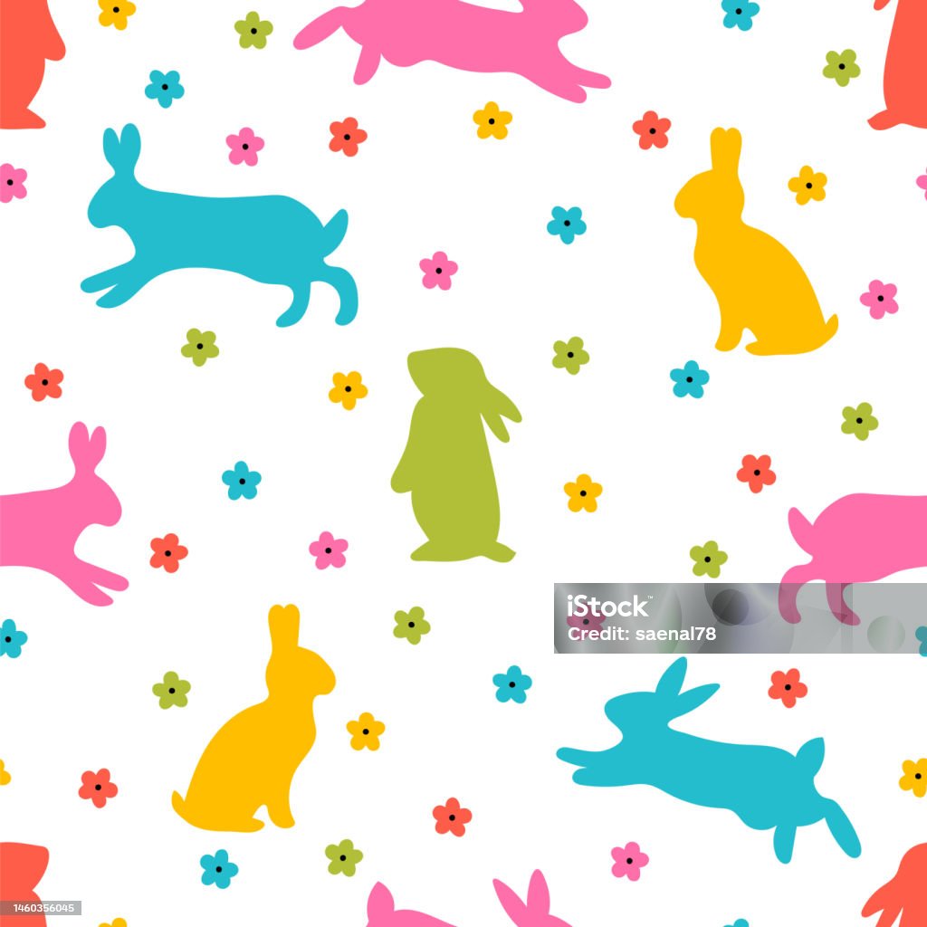 Pattern Rabbit Hare Cute Seamless Pattern With Bunnies And Daisies Easter Background Rabbit ...