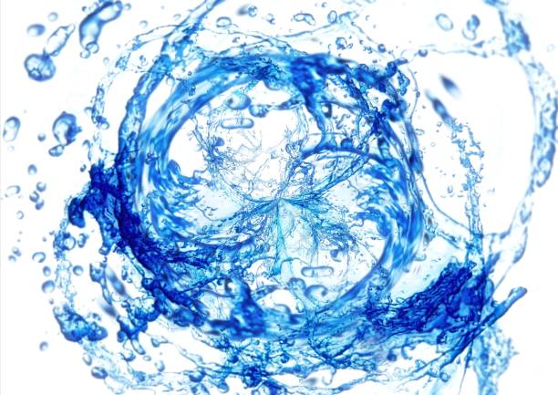 istock White background with abstract blue liquid swirling in a circle 1460357172