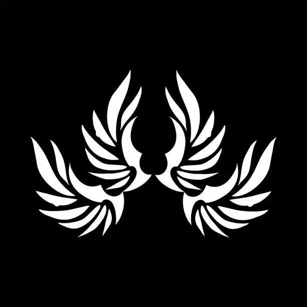 Vector illustration of tribal wings tattoo illustration and vector logo
