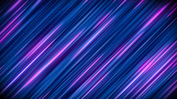 istock Digital blue and purple neon glowing lines. Shine stripes background. 1460362839
