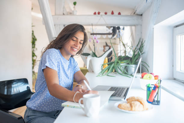 istock Young woman working from home 1460362845
