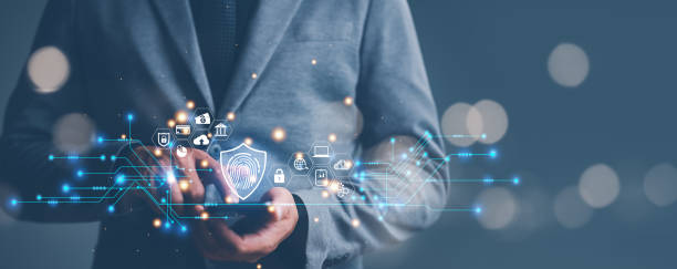 istock Online transaction security, cyber security digital technology, business people use fingerprints to access personal cybersecurity, keeping users' personal information safe, secure internet access. 1460369805