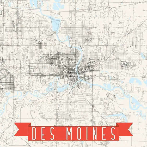 Vector illustration of Des Moine, Iowa, USA Vector Map