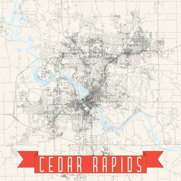 Vector illustration of Cedar Rapids, Iowa, USA Vector Map