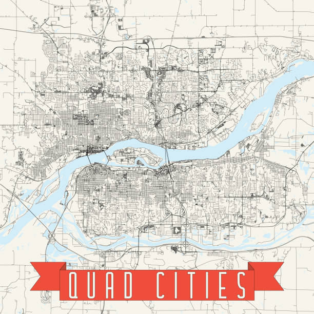 Quad Cities Iowa Illinois Usa Vector Map Stock Download Quad Cities Iowa Illinois Usa Vector Map 