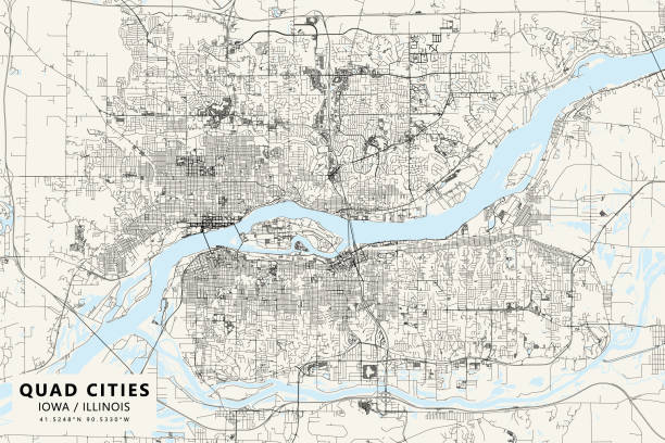 Quad Cities Iowa Illinois Usa Vector Map Stock Download Quad Cities Iowa Illinois Usa Vector Map 