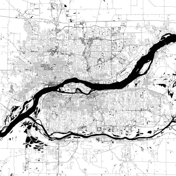 Vector illustration of Quad Cities, Iowa / Illinois USA Vector Map