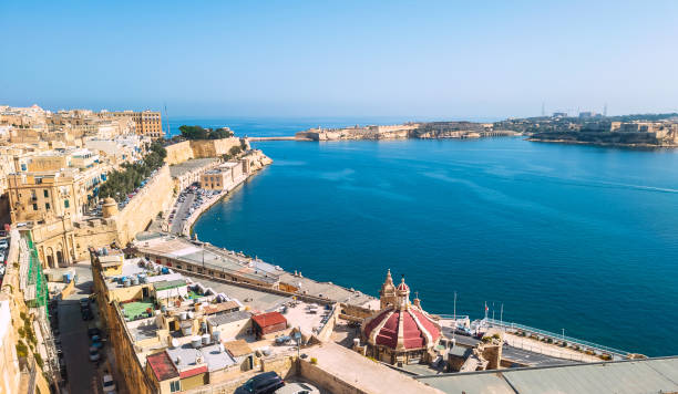Looking out over Valletta's Grand Harbour on the island of Malta stock photo
