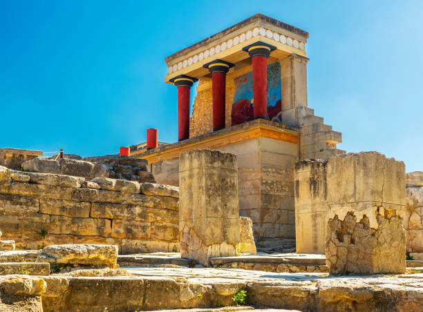 North Entrance of Knossos on Crete, Greece stock photo