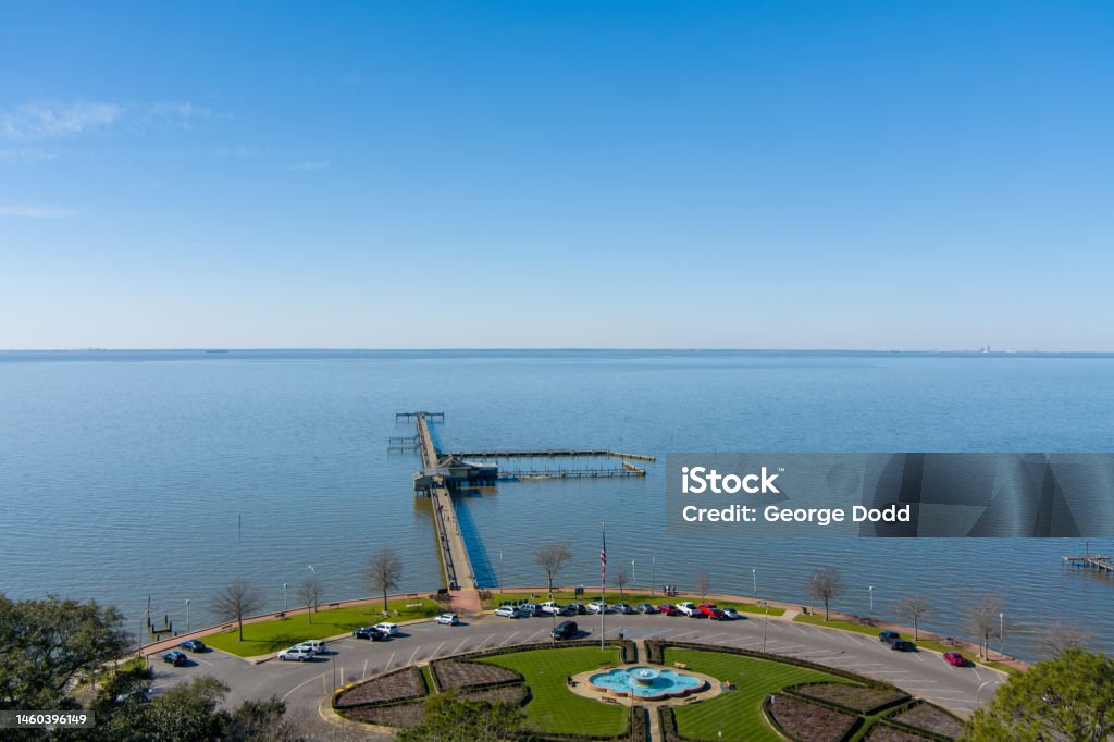 The Fairhope Municipal Pier The Fairhope, Alabama Municipal Pier in January of 2023 Aerial View Stock Photo