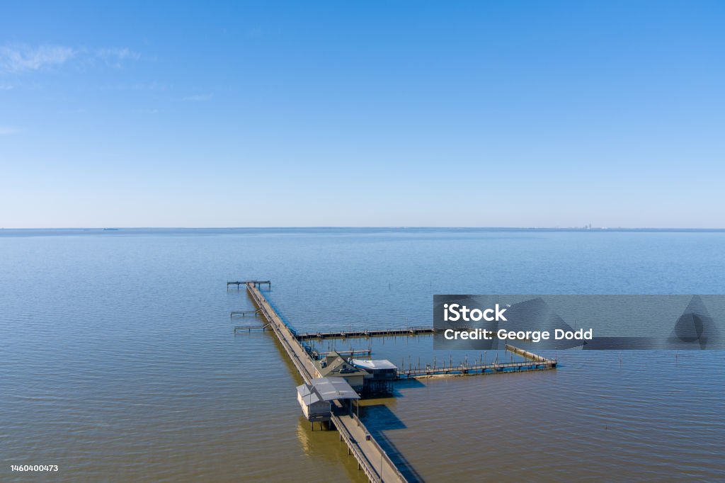 The Fairhope Municipal Pier The Fairhope, Alabama Municipal Pier in January of 2023 Aerial View Stock Photo