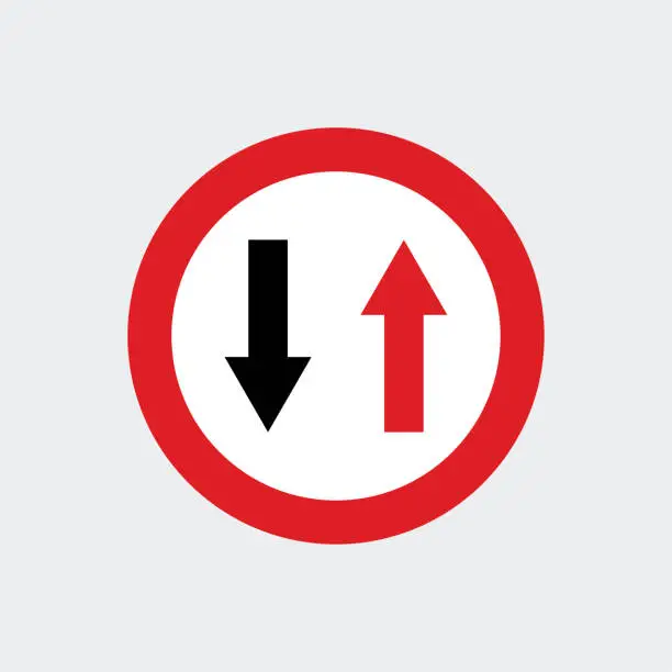 Vector illustration of icons of traffic signs of priority to the opposite direction. illustration for web and mobile design