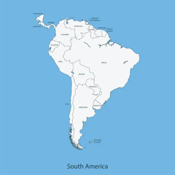 Vector illustration of South America map