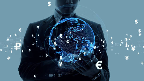 Financial technology concept. Fintech. Online banking. Foreign exchange. stock photo