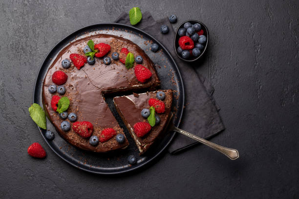 istock Chocolate cake dessert with fresh berries 1460423735