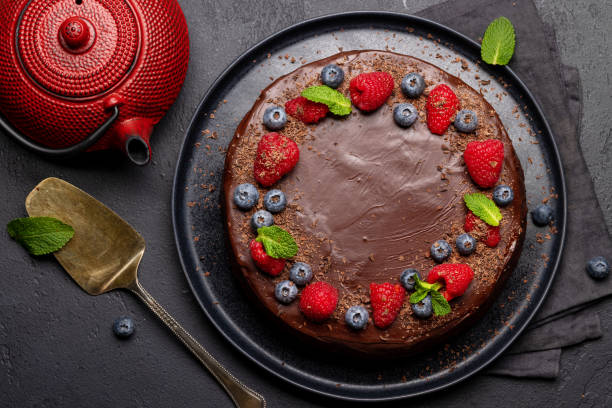 istock Chocolate cake dessert with fresh berries 1460423786