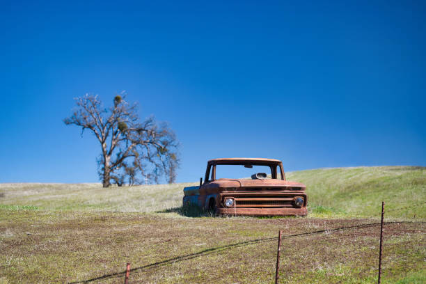 istock Rusty Vintage Pickup in the Field 1460425381