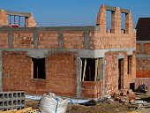 New brick home construction site.