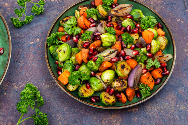 Grilled vegetable salad. stock photo