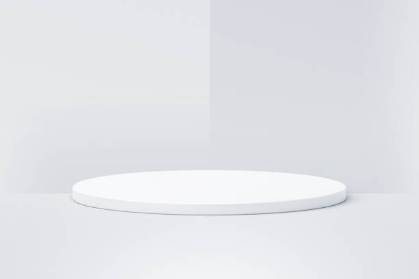 istock Minimal white platform object podium isolated on 3d background scene with empty stand display modern product stage room corner concept or blank pedestal presentation show studio advertising gray wall. 1460440810