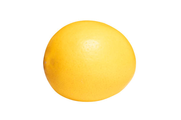 Ripe whole yellow lemon citrus fruit with water drops isolated on white background with clipping path. Fresh lemon fruit isolated.