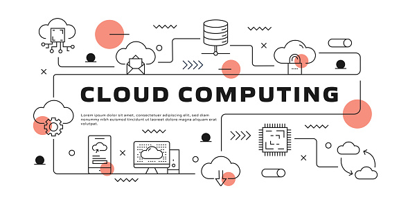 Cloud Computing  vector infographic. The design is editable and the color can be changed. Vector set of creativity icons: Cloud Security , Cloud Hosting , System Backup , Data Storage