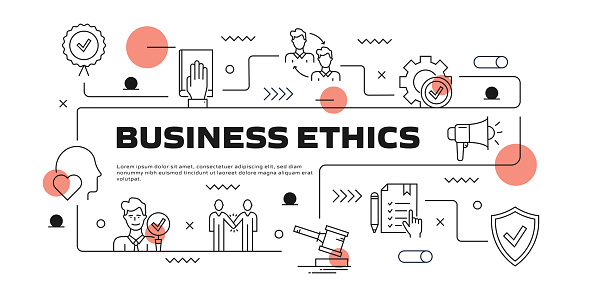 Business Ethics  vector infographic. The design is editable and the color can be changed. Vector set of creativity icons:  Confidentiality , Morality , Protection , Honesty , Integrity