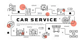 istock Car Service vector infographic. The design is editable and the color can be changed. Vector set of creativity icons: Diagnostic , Disc Brake , Battery , Piston , Tire , Air Bag 1460444234