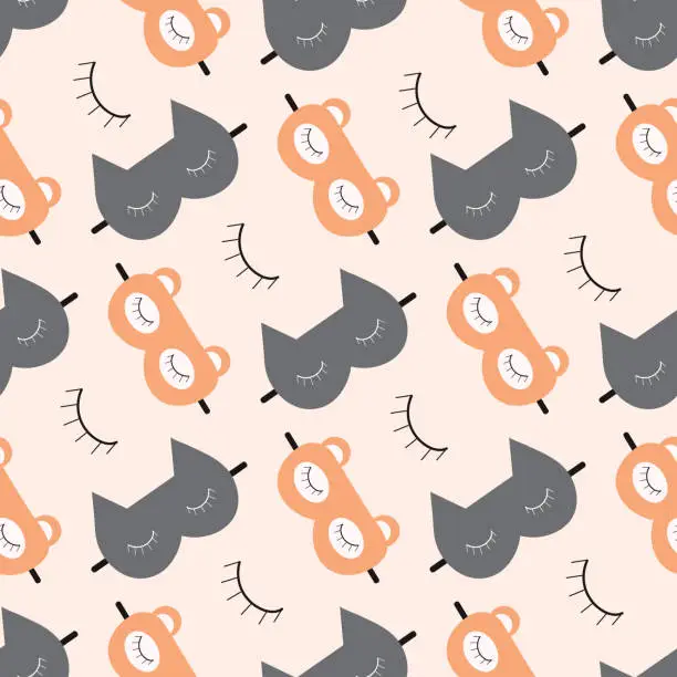 Vector illustration of Pattern of a fox and a cat sleeping mask
