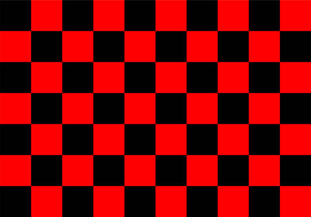 검은 색과 빨간색 사각형 패턴 - chess playing field stock illustrations